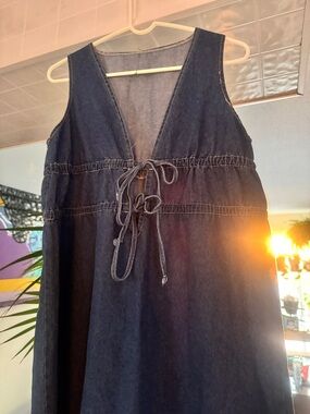 NWT Missguided Denim Tie-Front Mini Dress - Retro 90s Style - L